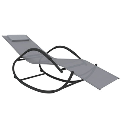 Rocking Sun Loungers 2 pcs Grey Steel and Textilene