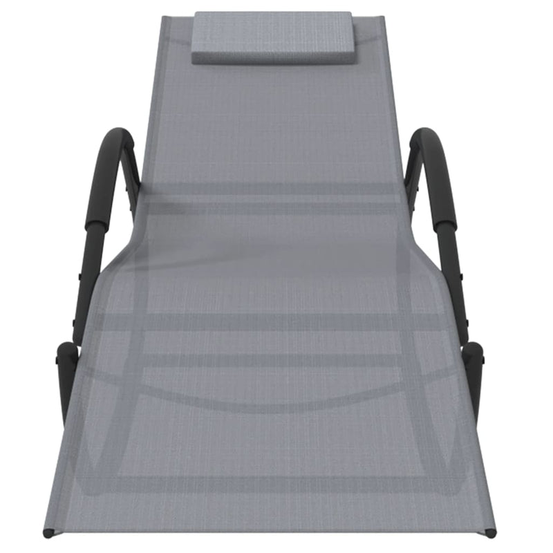 Rocking Sun Loungers 2 pcs Grey Steel and Textilene