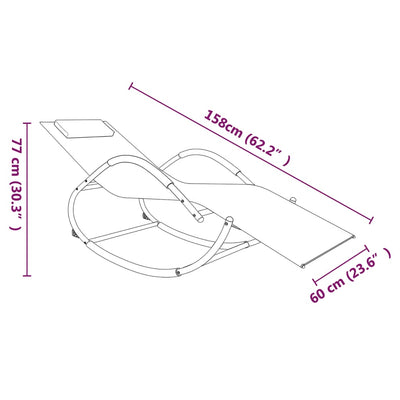 Rocking Sun Loungers 2 pcs Grey Steel and Textilene