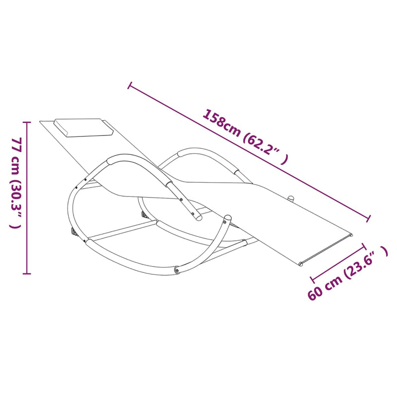 Rocking Sun Loungers 2 pcs Grey Steel and Textilene