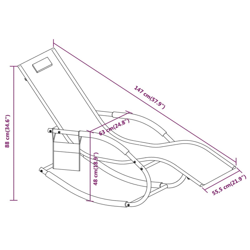 Rocking Sun Loungers 2 pcs Grey Steel and Textilene