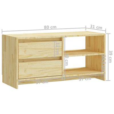 TV Cabinet 80x31x39 cm Solid Pinewood