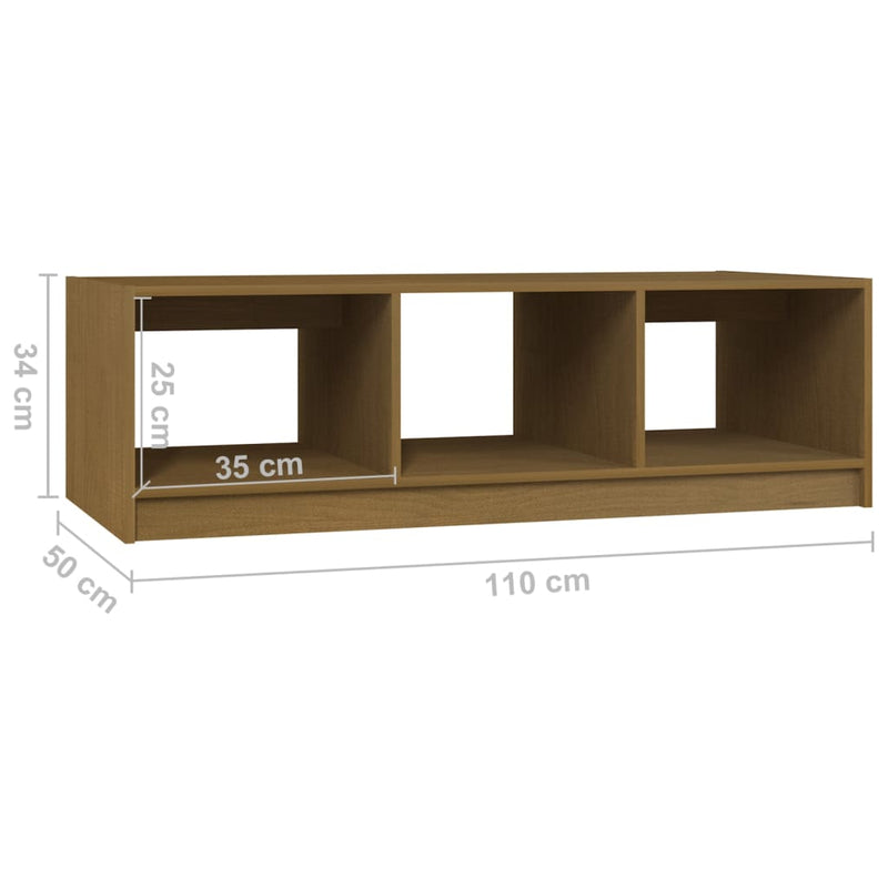 Coffee Table Honey Brown 110x50x34 cm Solid Pinewood