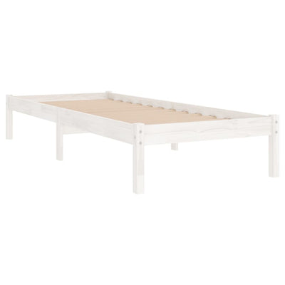 Bed Frame without Mattress White Solid Wood 90x190 cm