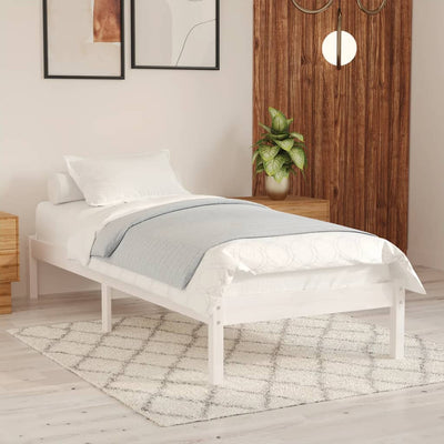 Bed Frame without Mattress White Solid Wood 90x190 cm