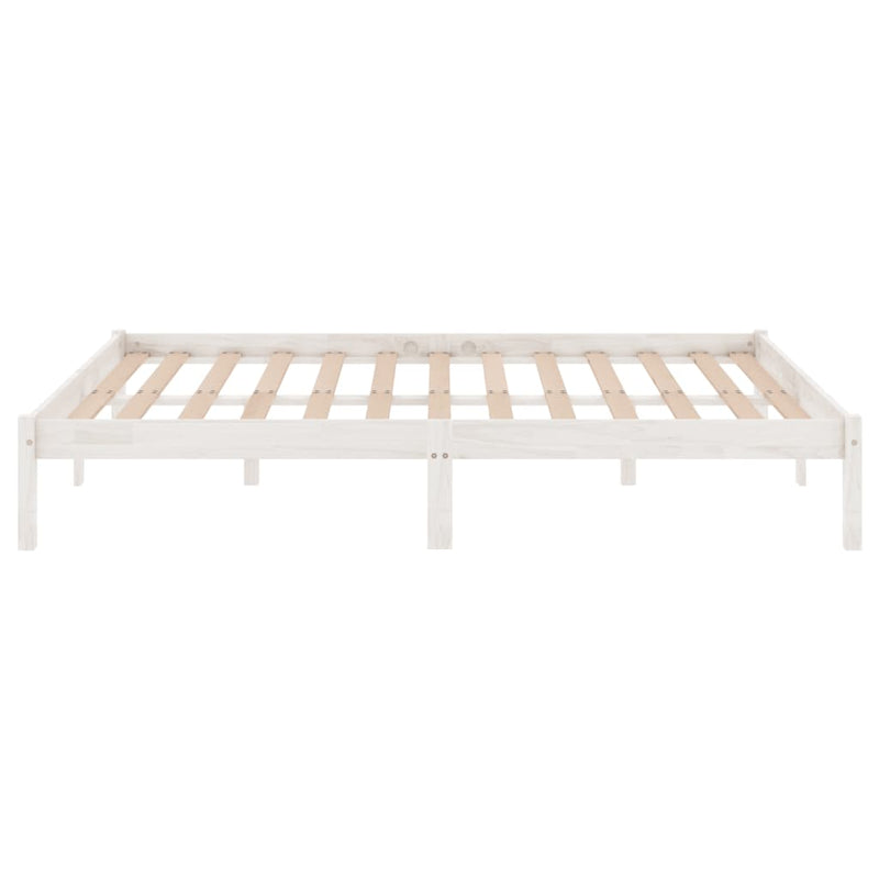 Bed Frame without Mattress White Solid Wood 150x200 cm