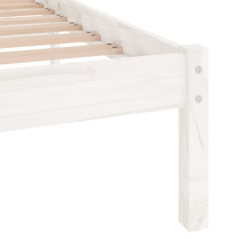 Bed Frame without Mattress White Solid Wood 150x200 cm