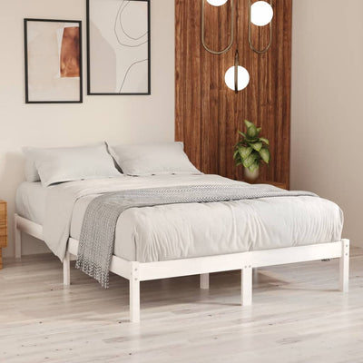 Bed Frame without Mattress White Solid Wood 150x200 cm