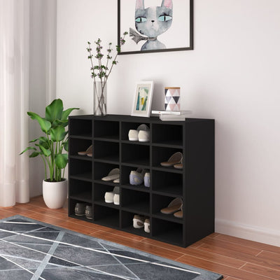 Shoe Rack Engineered Wood 92x30x67.5 cm Black