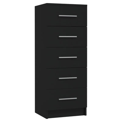 Tall Drawer Chest Black 41x35x106 cm Engineered Wood