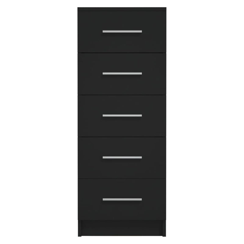 Tall Drawer Chest Black 41x35x106 cm Engineered Wood