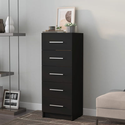 Tall Drawer Chest Black 41x35x106 cm Engineered Wood