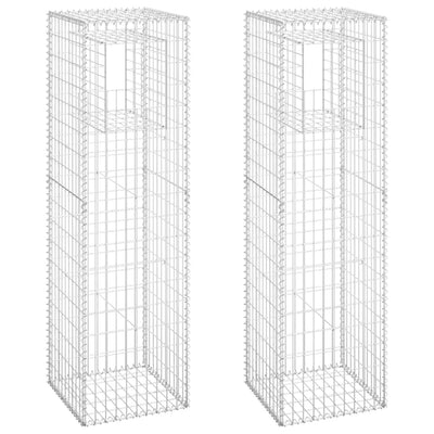 Gabion Basket Posts 2 pcs 50x50x180 cm Iron