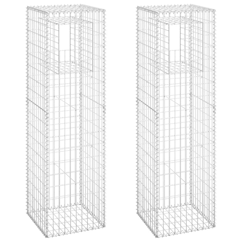 Gabion Basket Posts 2 pcs 50x50x180 cm Iron