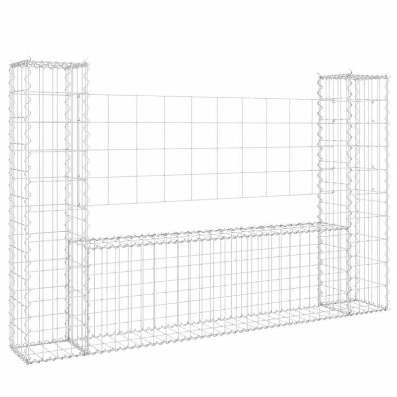 U-shape Gabion Basket with 2 Posts Iron 140x20x100 cm