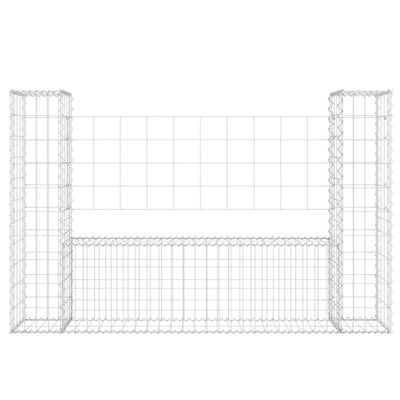 U-shape Gabion Basket with 2 Posts Iron 140x20x100 cm