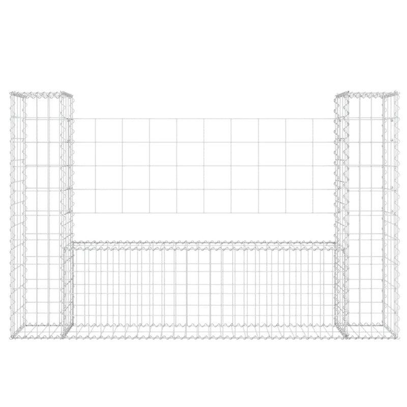 U-shape Gabion Basket with 2 Posts Iron 140x20x100 cm