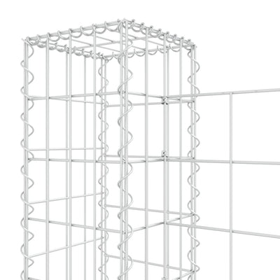 U-shape Gabion Basket with 2 Posts Iron 140x20x100 cm