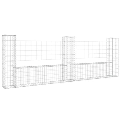 U-shape Gabion Basket with 3 Posts Iron 260x20x100 cm