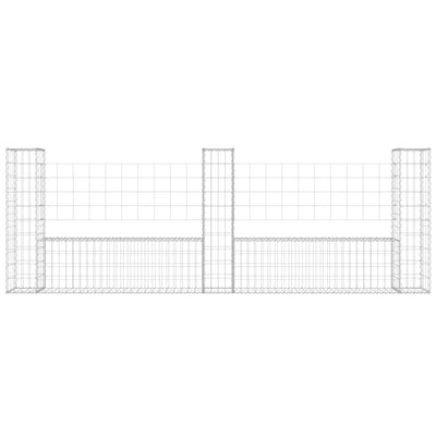 U-shape Gabion Basket with 3 Posts Iron 260x20x100 cm