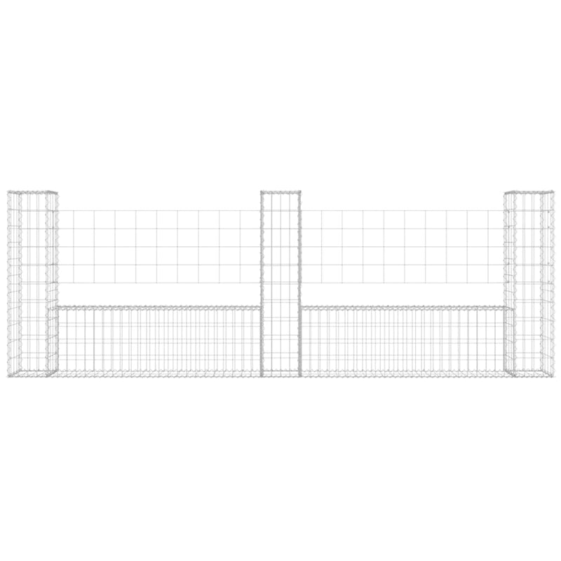 U-shape Gabion Basket with 3 Posts Iron 260x20x100 cm