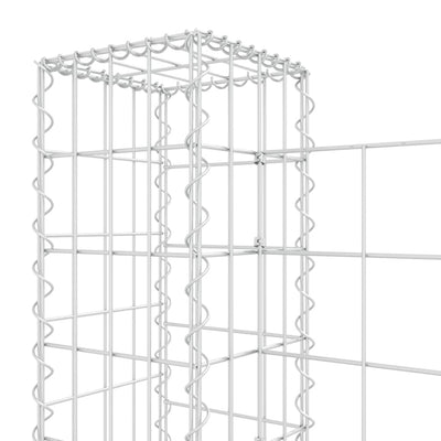 U-shape Gabion Basket with 3 Posts Iron 260x20x100 cm