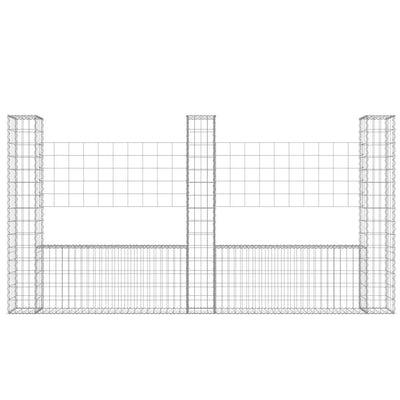 U-shape Gabion Basket with 3 Posts Iron 260x20x150 cm