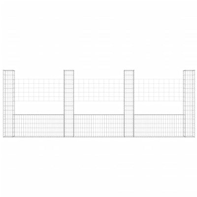 U-shape Gabion Basket with 4 Posts Iron 380x20x150 cm
