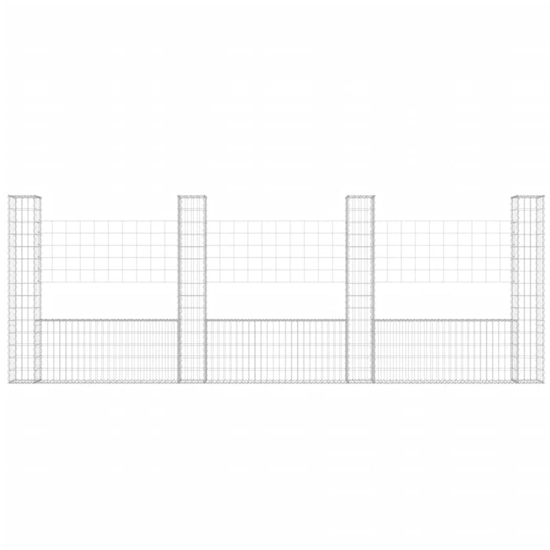 U-shape Gabion Basket with 4 Posts Iron 380x20x150 cm