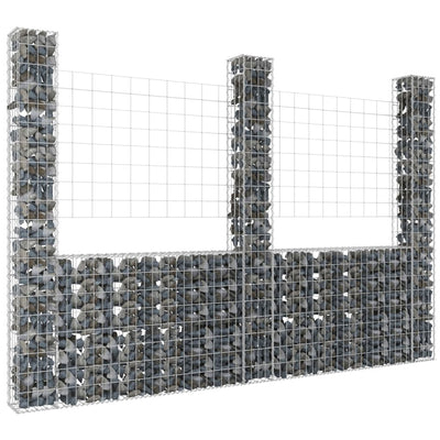 U-shape Gabion Basket with 3 Posts Iron 260x20x200 cm