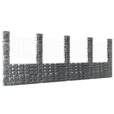 U-shape Gabion Basket with 5 Posts Iron 500x20x200 cm