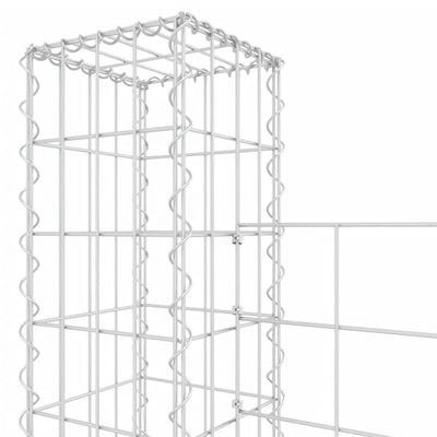 U-shape Gabion Basket with 7 Posts Iron 740x20x200 cm