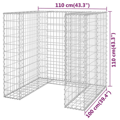 Gabion Wall for Garbage Bin Galvanised Steel 110x100x110 cm