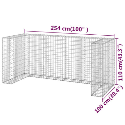 Gabion Wall for Garbage Bins Galvanised Steel 254x100x110 cm