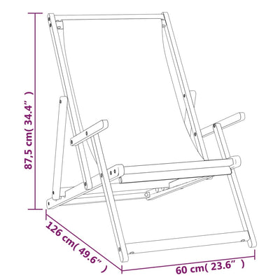 Folding Beach Chair Solid Wood Teak Grey