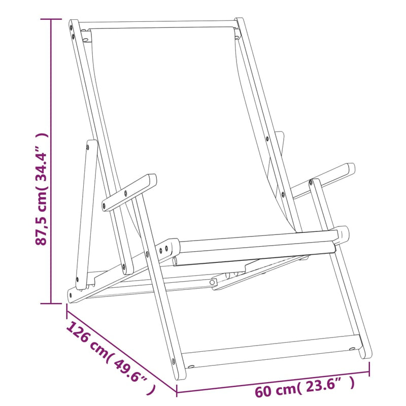 Folding Beach Chair Solid Wood Teak Grey