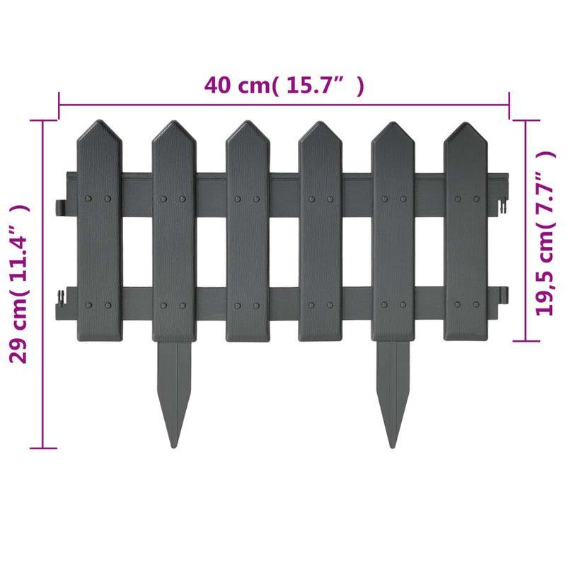 Lawn Edgings 25 pcs Anthracite 10 m Polypropylene