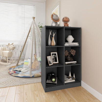 Book Cabinet Grey 70x33x110 cm Solid Pinewood