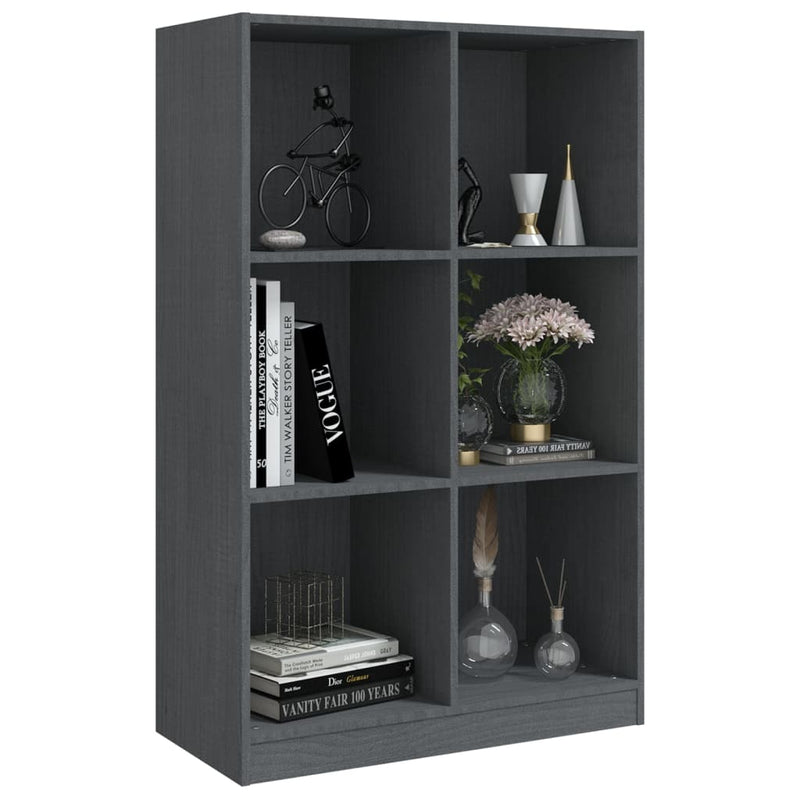 Book Cabinet Grey 70x33x110 cm Solid Pinewood