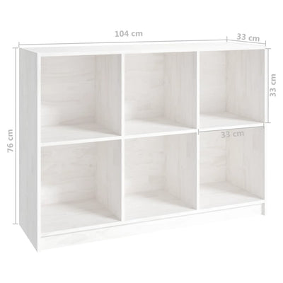 Book Cabinet White 104x33x76 cm Solid Pinewood