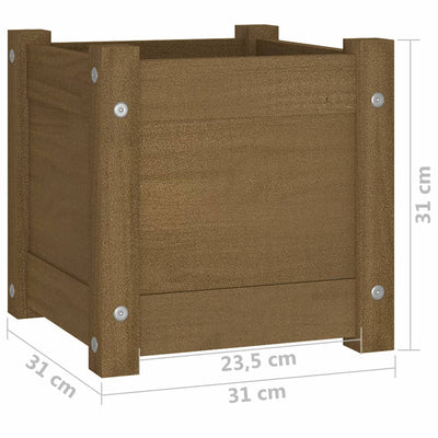 Garden Planter Honey Brown 31x31x31 cm Solid Pinewood