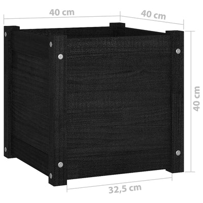 Garden Planter Black 40x40x40 cm Solid Pinewood