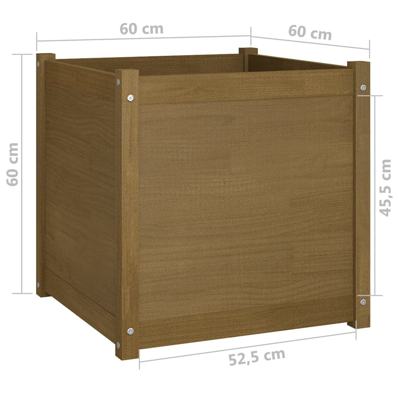 Garden Planter Honey Brown 60x60x60 cm Solid Pinewood