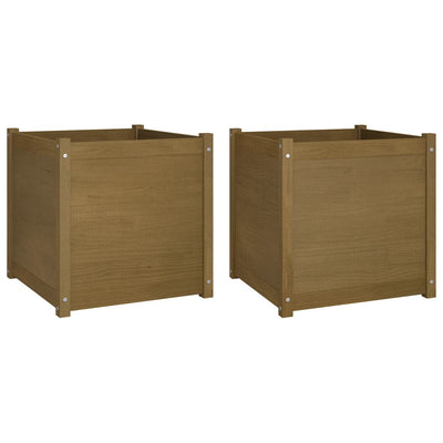 Garden Planters 2 pcs Honey Brown 60x60x60 cm Solid Pinewood