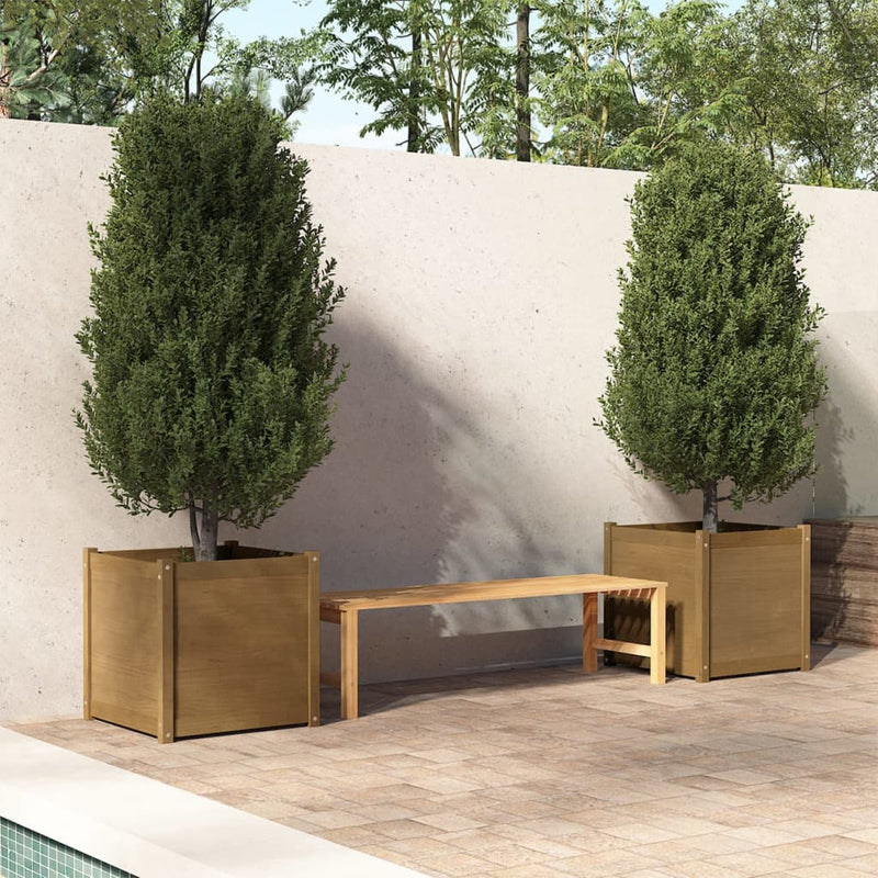 Garden Planters 2 pcs Honey Brown 60x60x60 cm Solid Pinewood