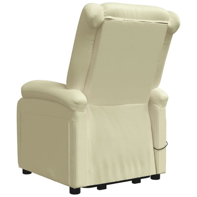 Stand up Reclining Chair Cream Real Leather