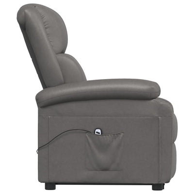 Stand up Reclining Chair Grey Real Leather