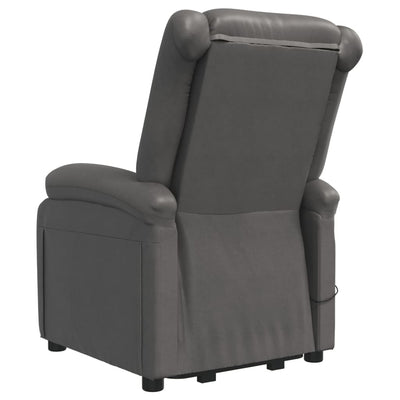 Stand up Reclining Chair Grey Real Leather