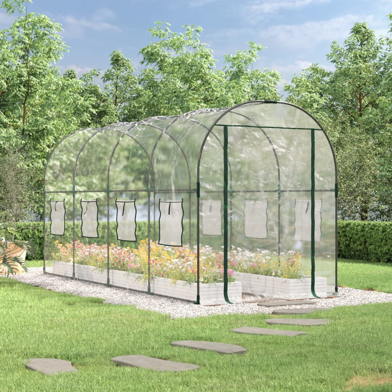 Greenhouse Transparent 160x400x190 cm PVC&Powder-coated Steel