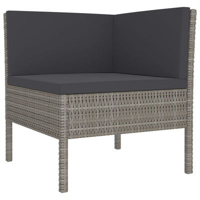 5 Piece Garden Lounge Set with Cushions Poly Rattan Grey